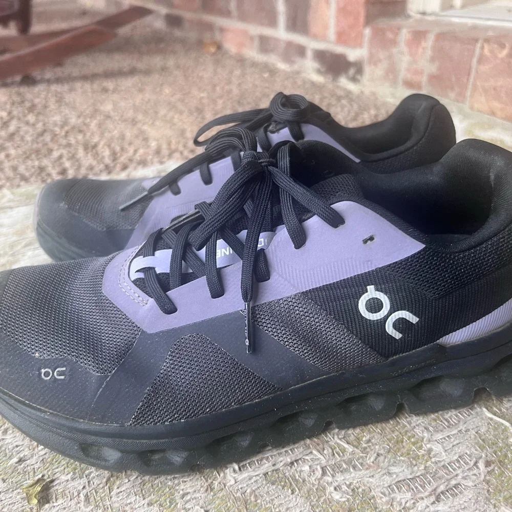 On Running Women’s Cloudrunner Black and Purple Sneakers - Picture 4 of 7